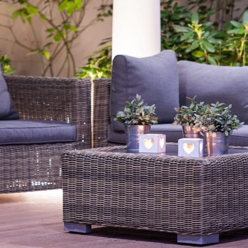 Elegant stylish garden furniture in the arbour
