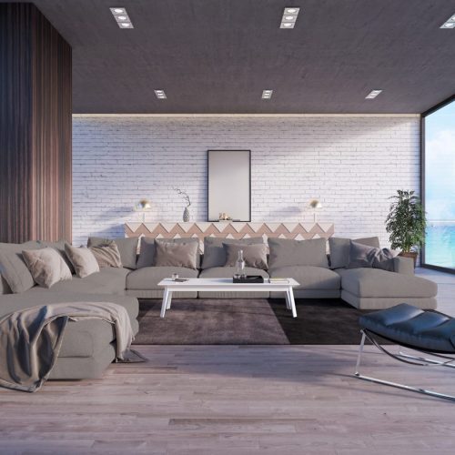 Mock up Modern Living room, interior design 3D Render 3D illustration